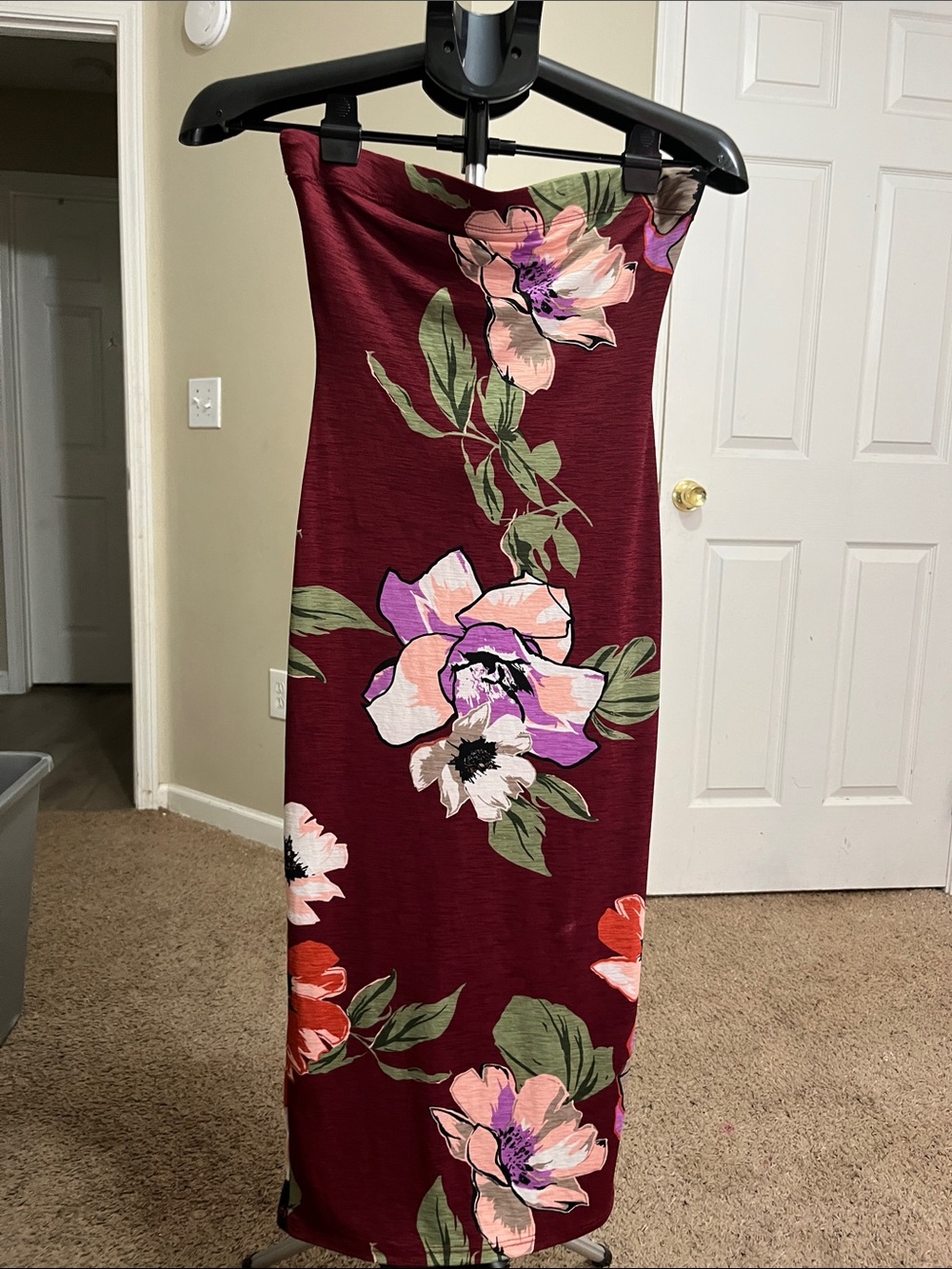Black Bead Burgundy Dress